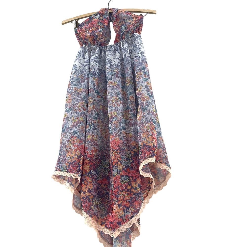 Vintage Victoria's Secret Babydoll Dress M Sheer Floral Halter Coquette Fairy - Picture 3 of 16